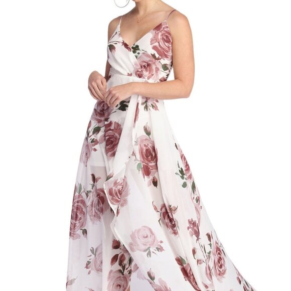 Windsor Dresses & Skirts - Windsor "NEW" Bohemian Floral Chiffon Cottagecore High Low Coquette Maxi Dress L